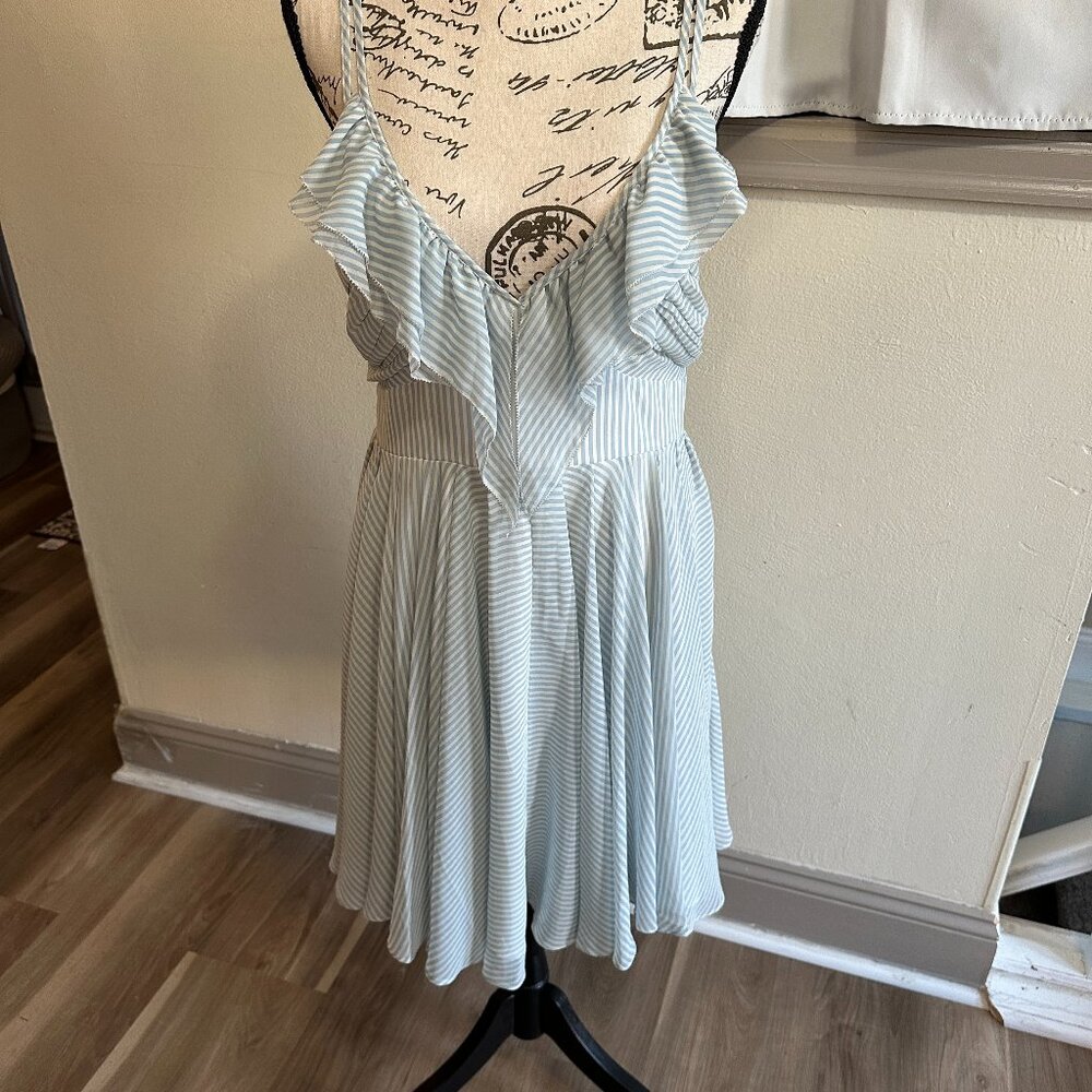 DRESS: Guess:  Blue/White striped double strap- Size 10